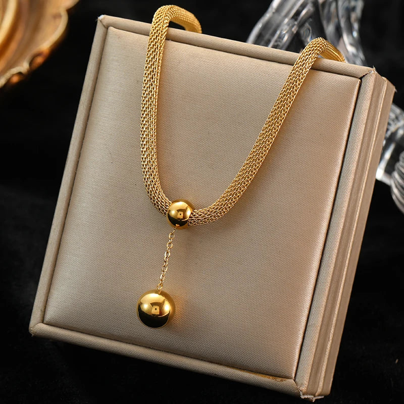 Luxury 316L Stainless Steel Layered Pendant Necklace for Women