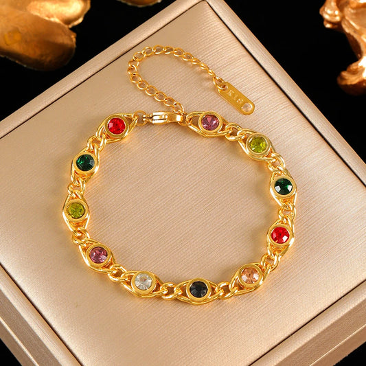 Luxury 316L Stainless Steel Round Pendant Necklace & Bracelet Set for Women
