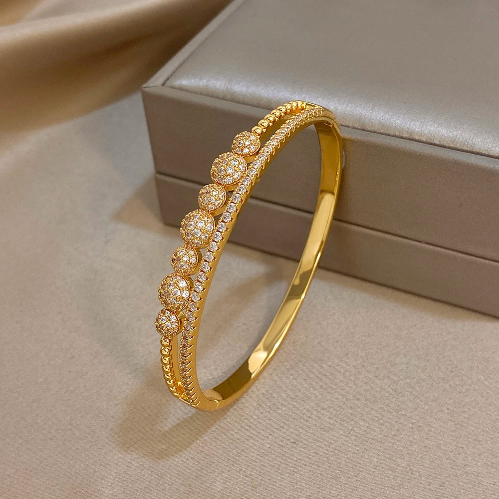 Luxury Gold-Plated Geometric Cuff Bracelet for Women