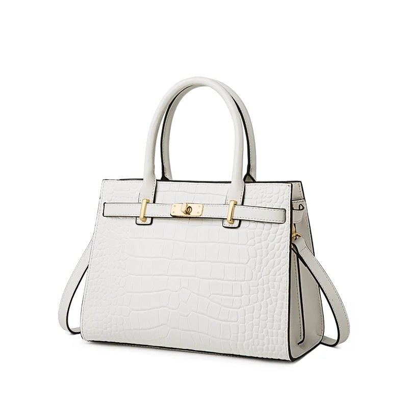 Women's Genuine Leather Tote Bag – Animal Print Shoulder Handbag