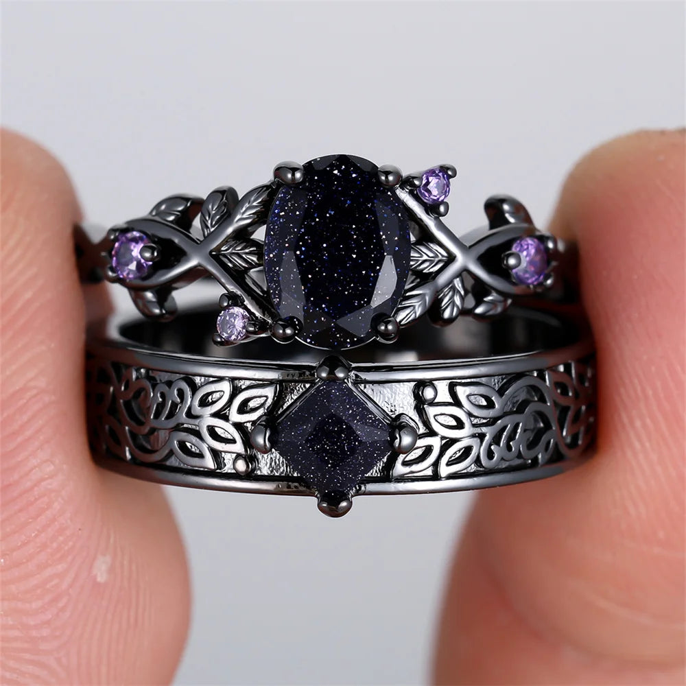 Luxury Oval Zircon Bridal Ring Set for Women