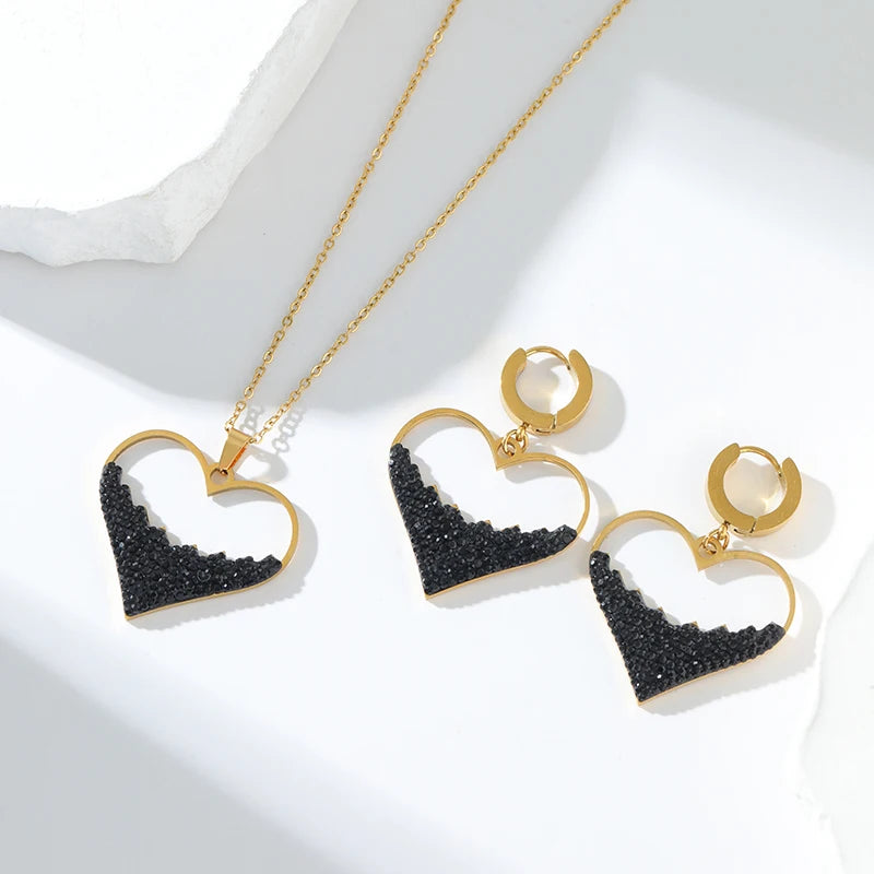 Luxury Heart Necklace & Earrings Set for Women