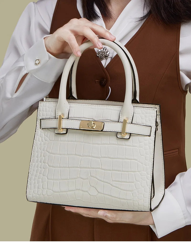 Women's Genuine Leather Tote Bag – Animal Print Shoulder Handbag