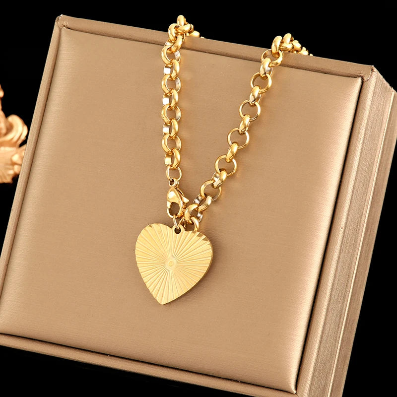 Luxury 316L Stainless Steel Layered Pendant Necklace for Women