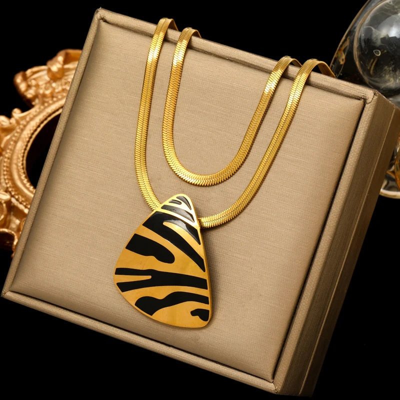 Luxury 316L Stainless Steel Layered Pendant Necklace for Women