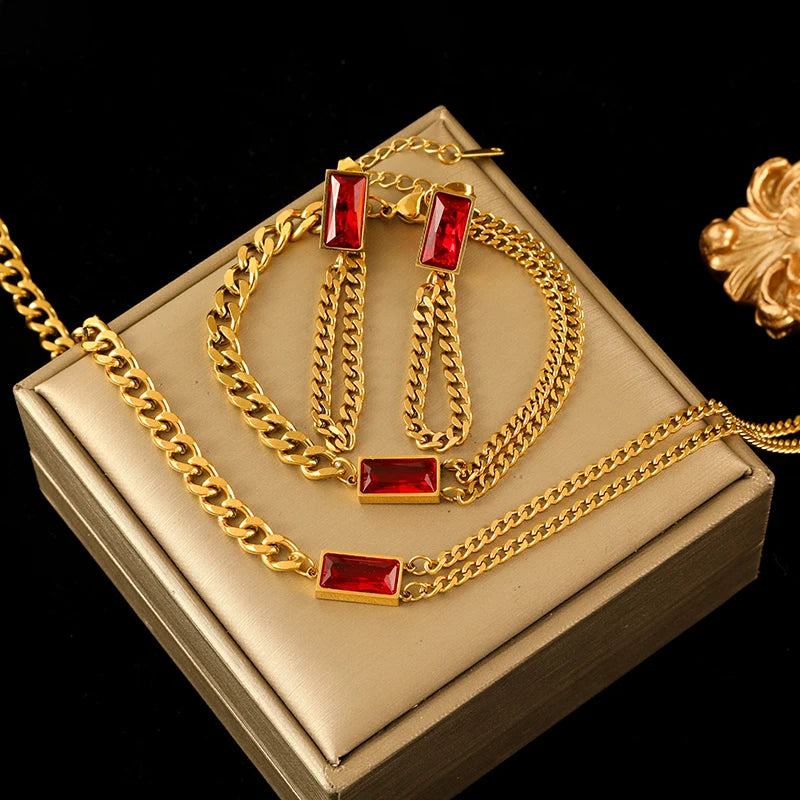 Luxury Crystal Jewelry Collection – Necklace, Bracelet & Earrings