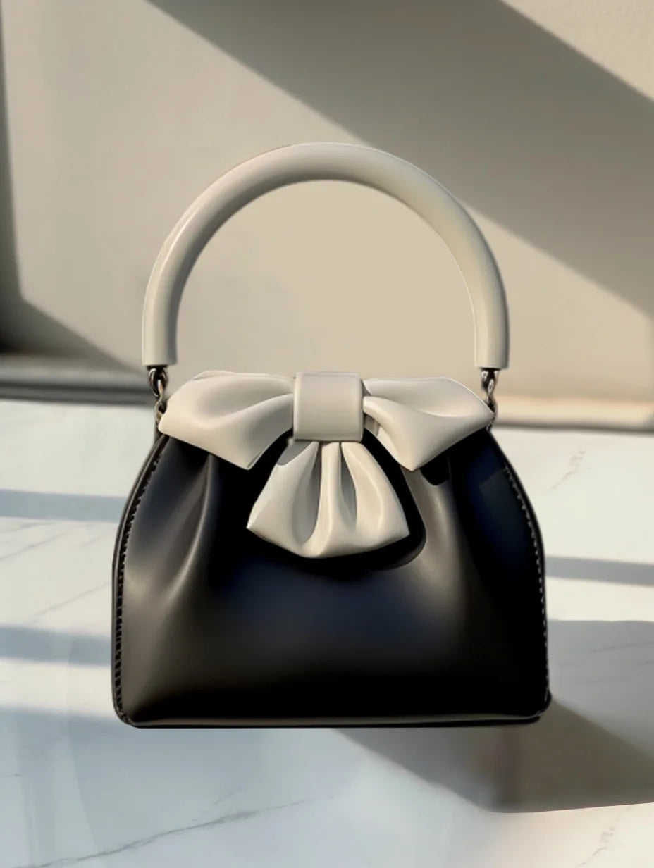 Women's Bow Detail PU Leather Bucket Bag – Elegant Shoulder Bag