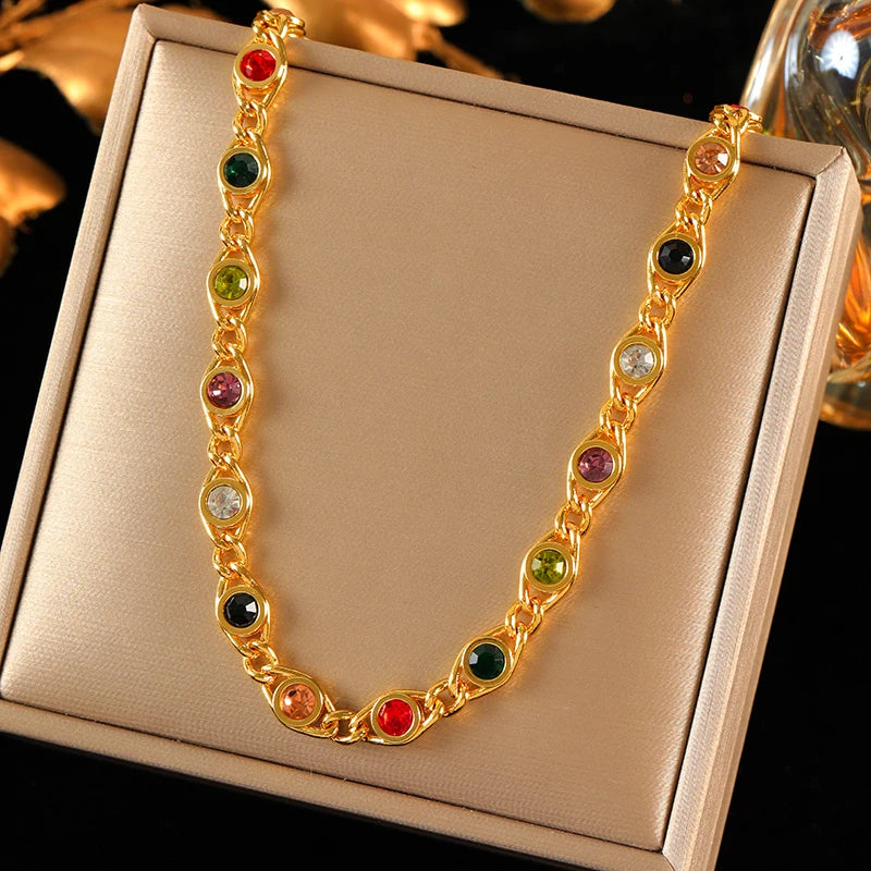 Luxury 316L Stainless Steel Round Pendant Necklace & Bracelet Set for Women