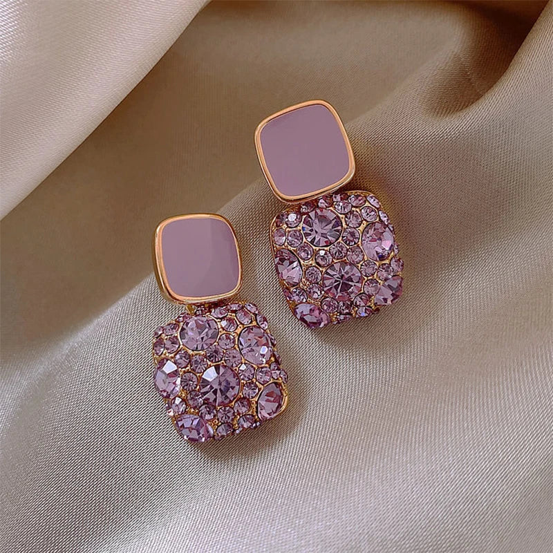 Luxury Gold-Plated Crystal Drop Earrings for Women
