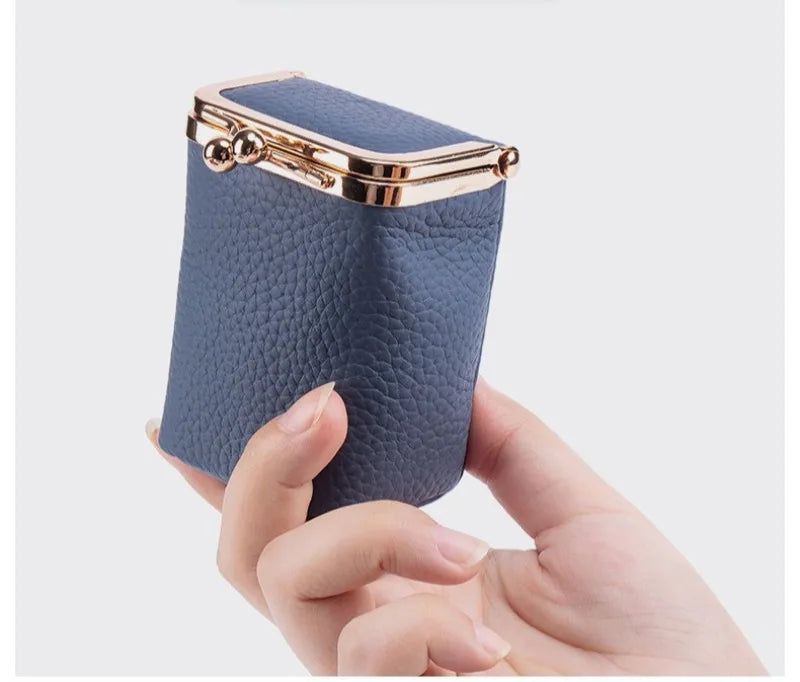 Genuine Leather Lipstick Holder with Mirror – Compact Cosmetic Case
