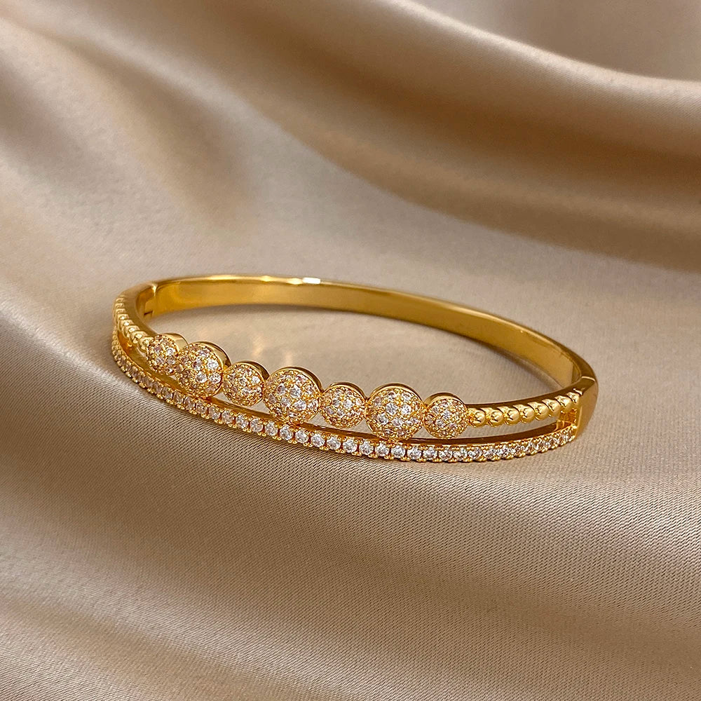Luxury Gold-Plated Geometric Cuff Bracelet for Women