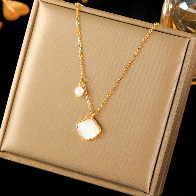 Luxury 18K Gold PVD Double Chain Starfish Necklace for Women