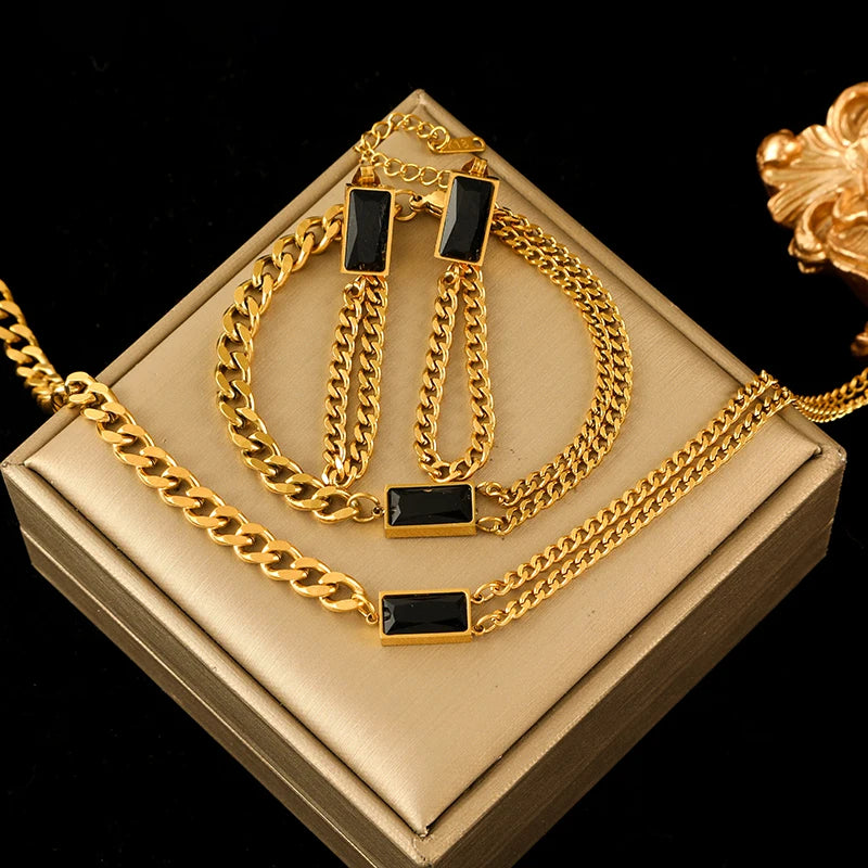 Luxury Crystal Jewelry Collection – Necklace, Bracelet & Earrings
