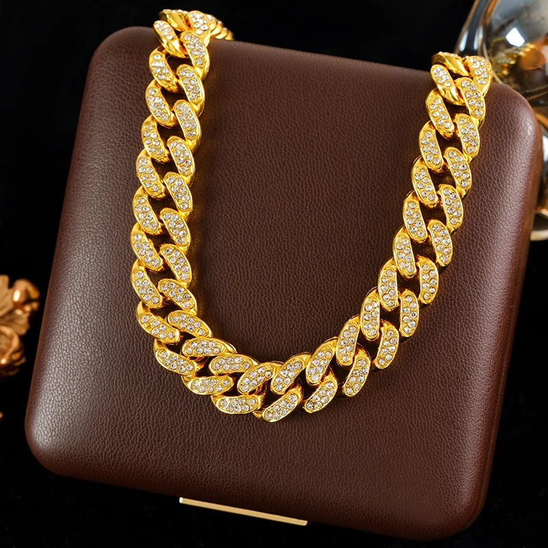 Luxury Cuban Chain Necklace & Bracelet Set for Women