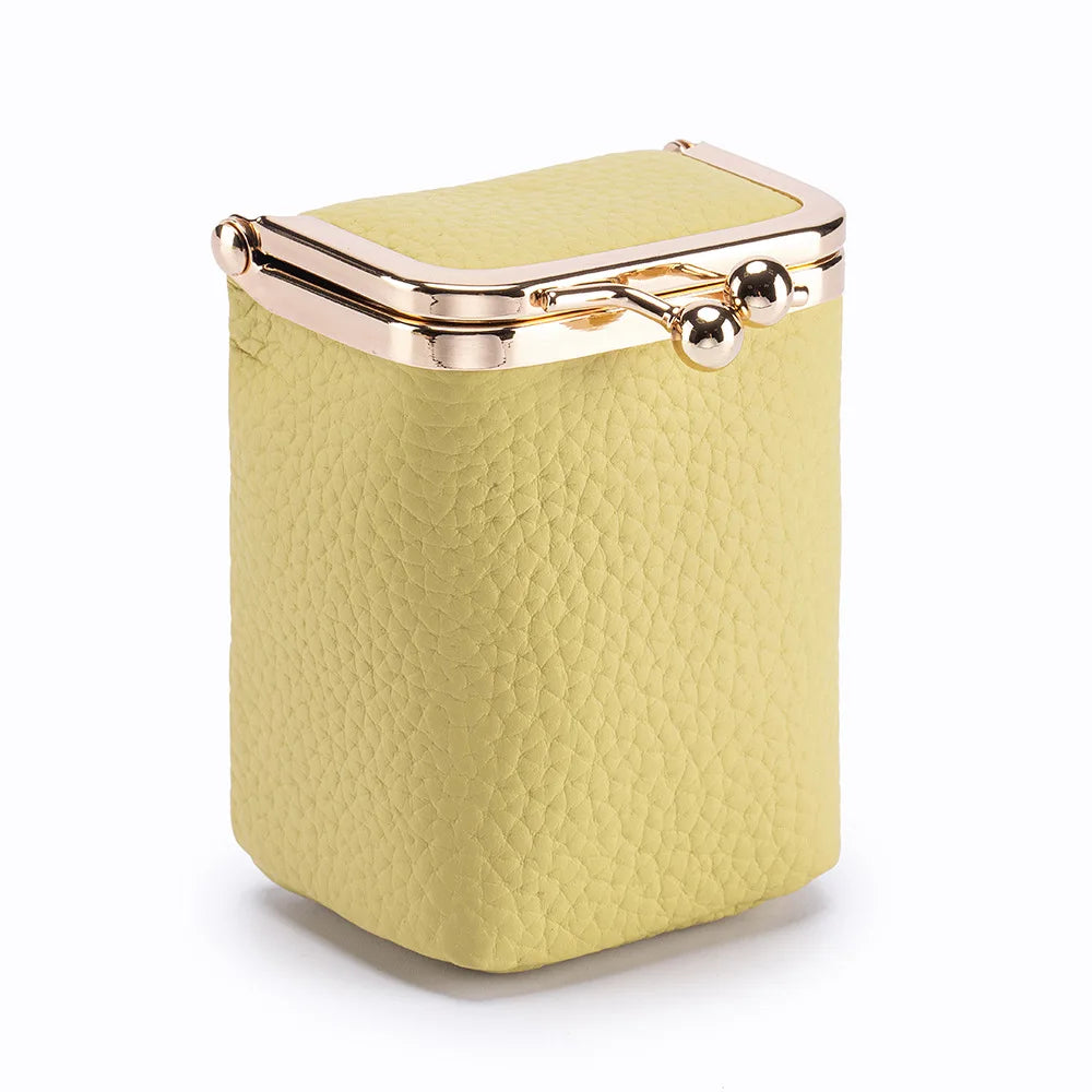 Genuine Leather Lipstick Holder with Mirror – Compact Cosmetic Case