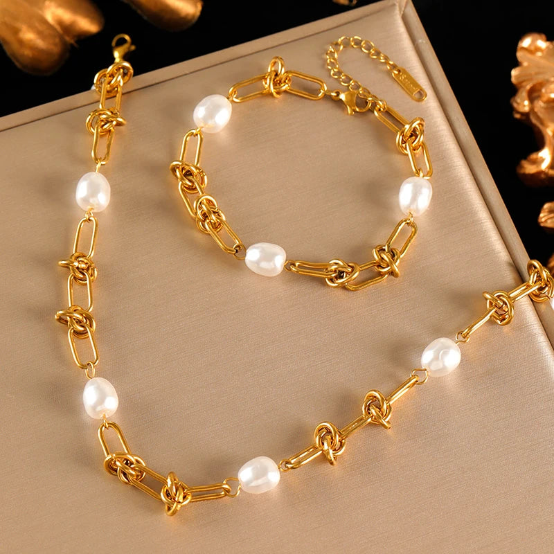 Luxury 316L Stainless Steel Round Pendant Necklace & Bracelet Set for Women