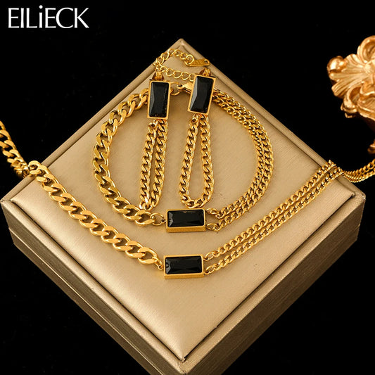 Luxury Crystal Jewelry Collection – Necklace, Bracelet & Earrings