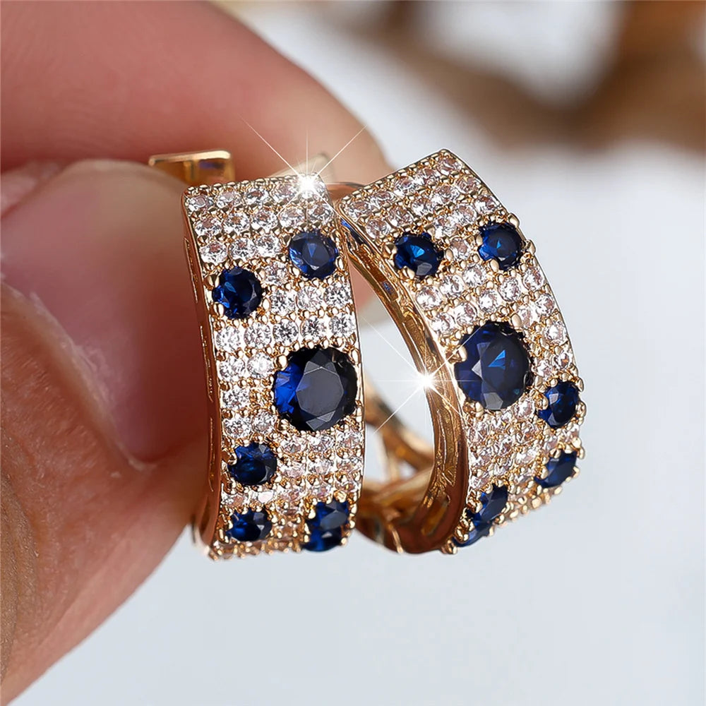 Luxury Round Zircon Hoop Earrings for Women