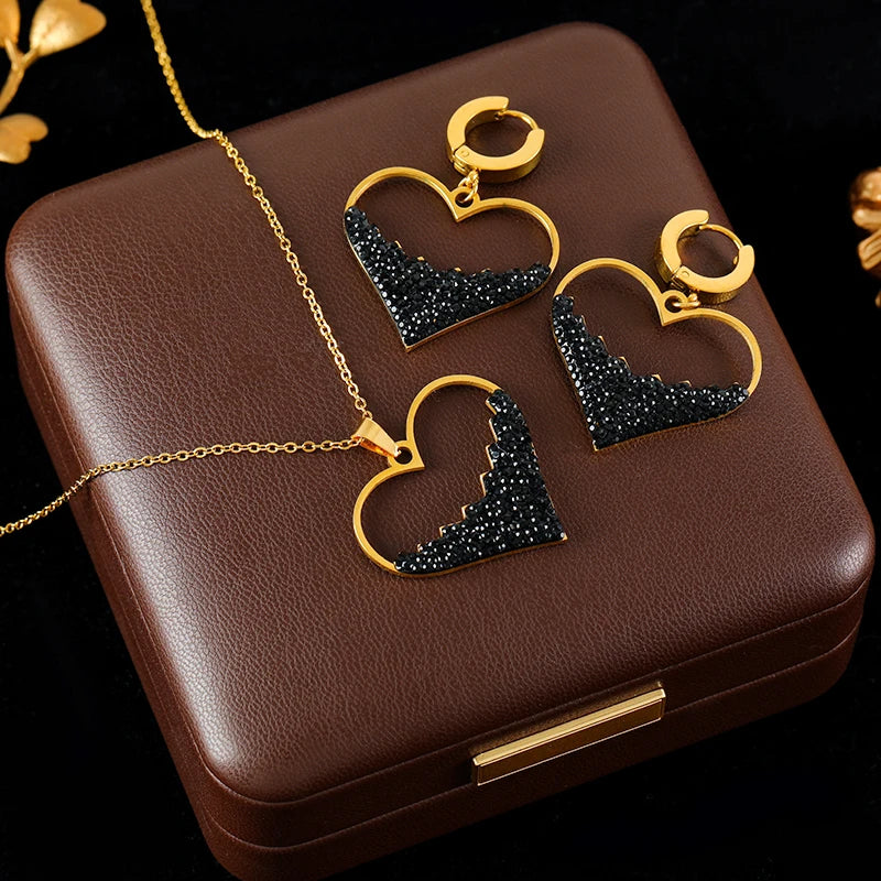 Luxury Heart Necklace & Earrings Set for Women