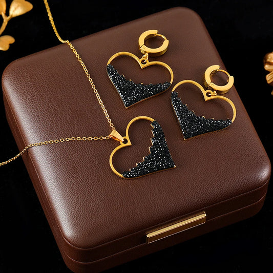 Luxury Heart Necklace & Earrings Set for Women