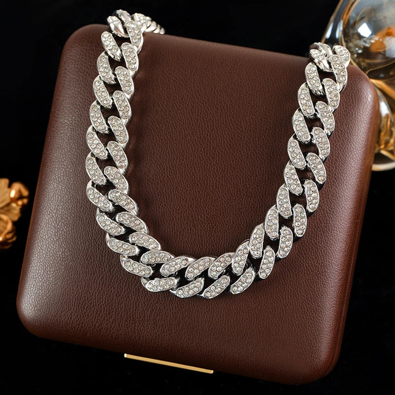 Luxury Cuban Chain Necklace & Bracelet Set for Women