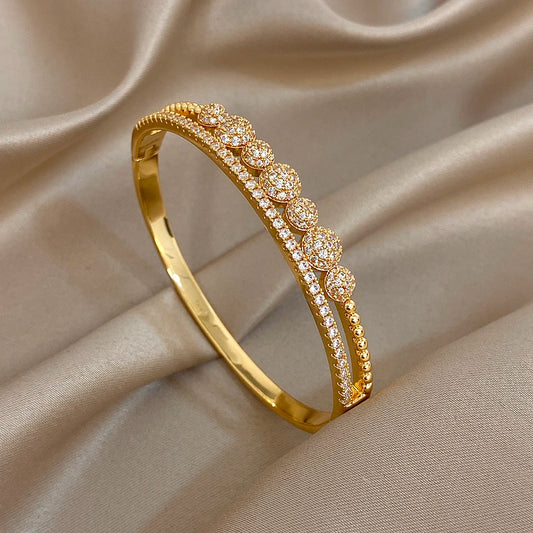Luxury Gold-Plated Geometric Cuff Bracelet for Women
