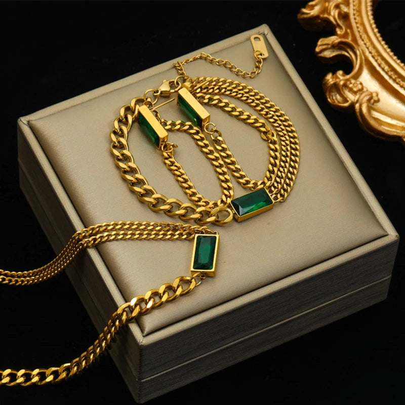 Luxury Crystal Jewelry Collection – Necklace, Bracelet & Earrings