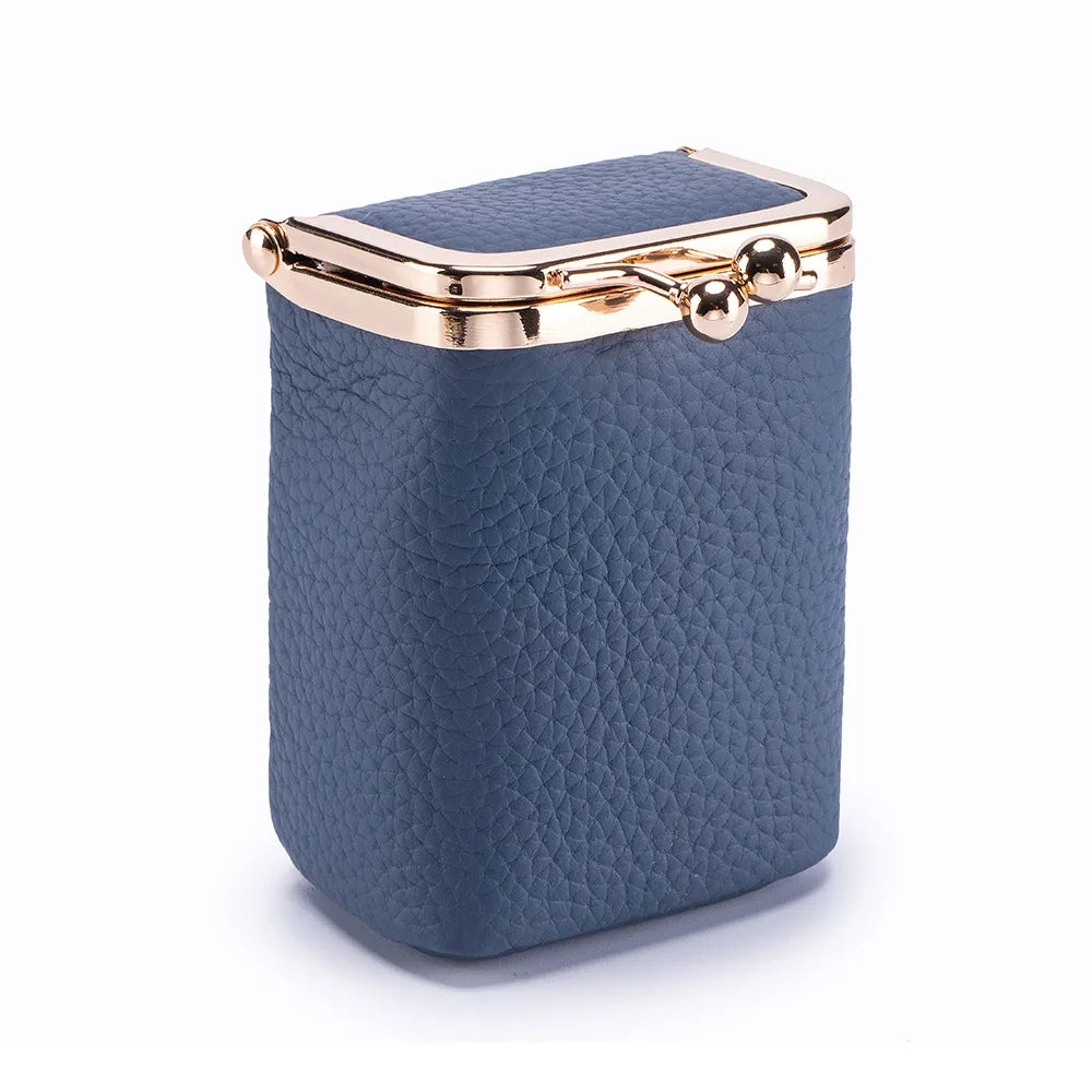 Genuine Leather Lipstick Holder with Mirror – Compact Cosmetic Case