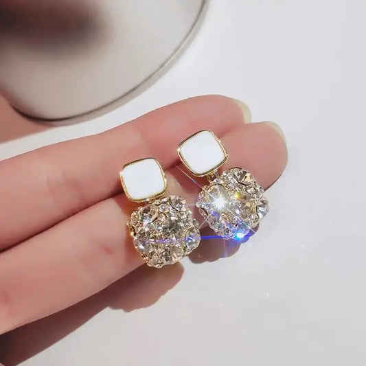 Luxury Gold-Plated Crystal Drop Earrings for Women