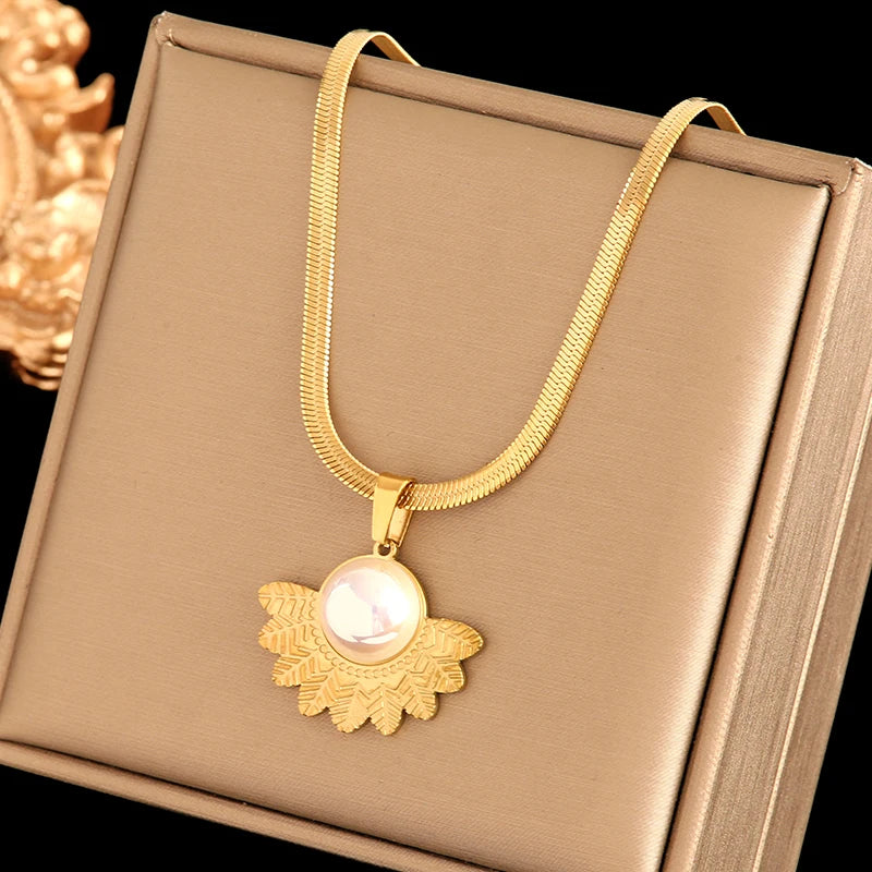 Luxury 316L Stainless Steel Layered Pendant Necklace for Women
