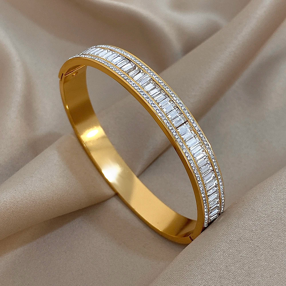 Luxury Gold-Plated Stainless Steel Cuff Bracelet for Women