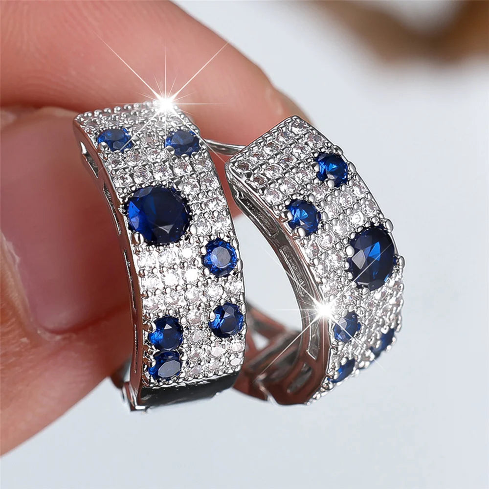 Luxury Round Zircon Hoop Earrings for Women