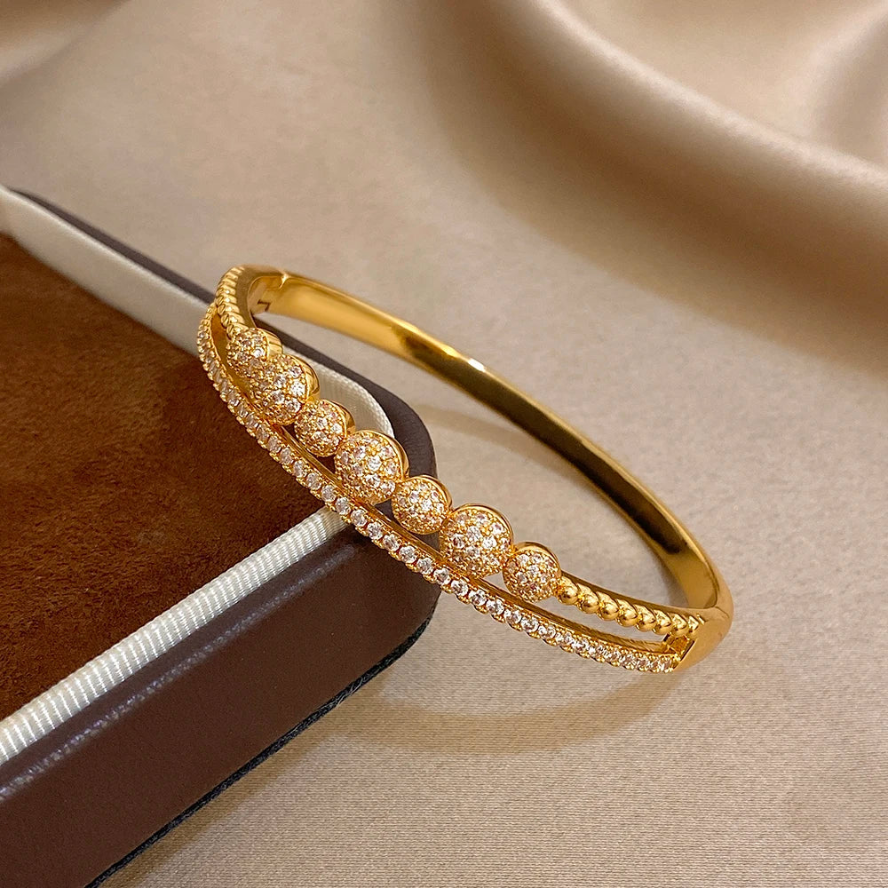 Luxury Gold-Plated Geometric Cuff Bracelet for Women