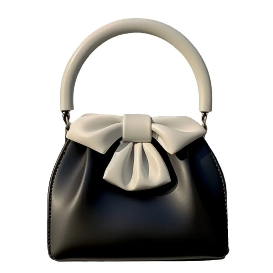 Women's Bow Detail PU Leather Bucket Bag – Elegant Shoulder Bag