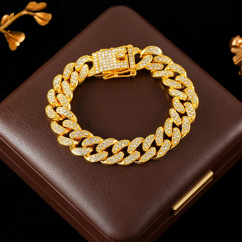 Luxury Cuban Chain Necklace & Bracelet Set for Women