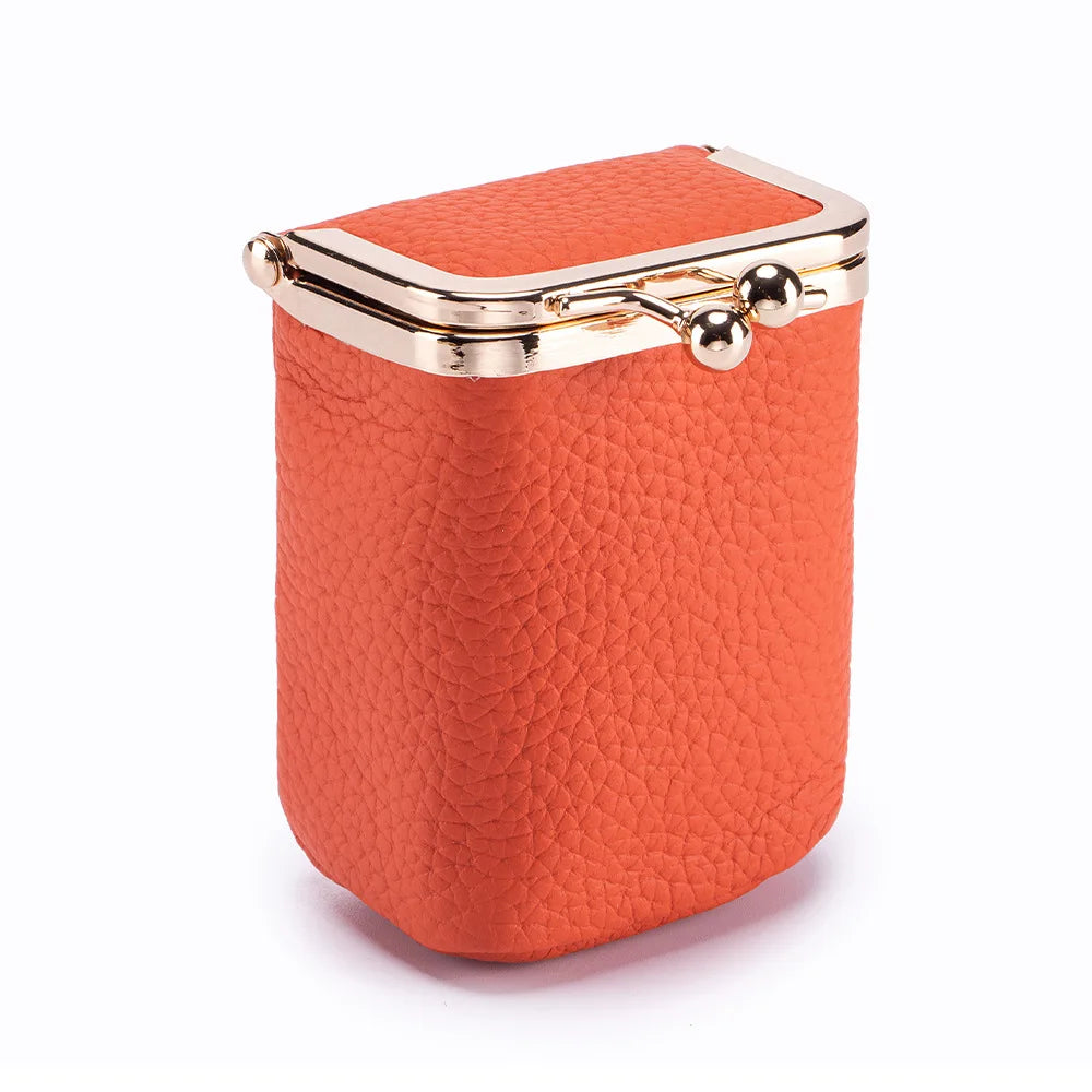 Genuine Leather Lipstick Holder with Mirror – Compact Cosmetic Case
