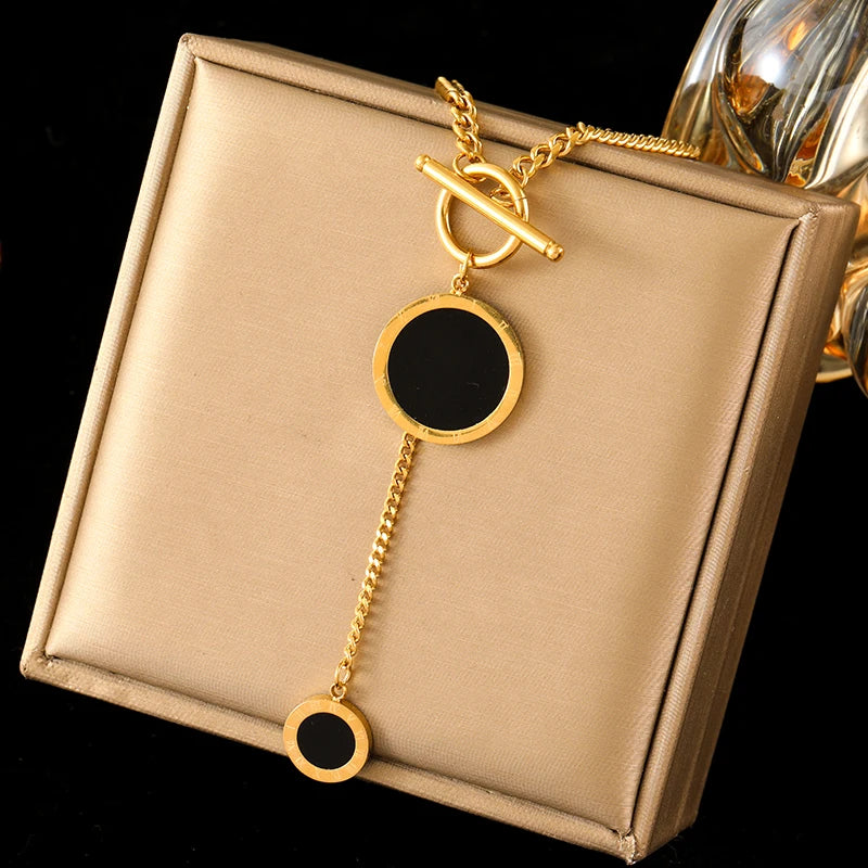 Luxury 316L Stainless Steel Layered Pendant Necklace for Women
