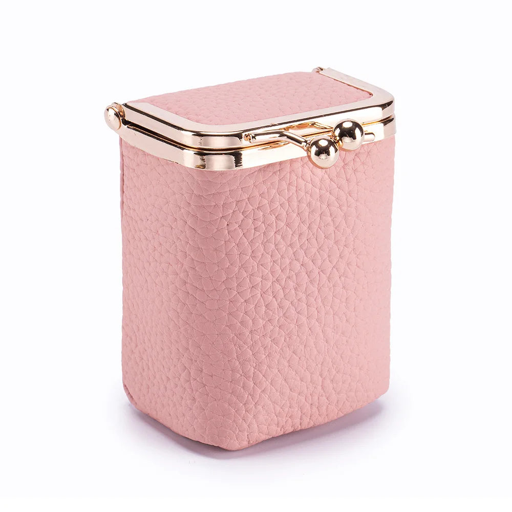 Genuine Leather Lipstick Holder with Mirror – Compact Cosmetic Case